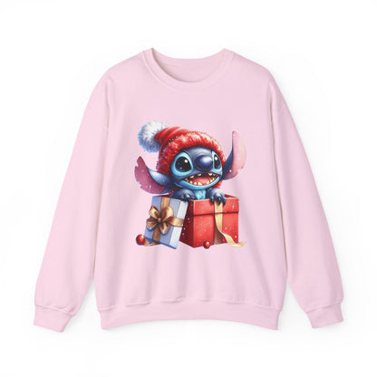Christmas Stitch Sweatshirt – Cute Stitch in Santa Hat with Holiday Gifts