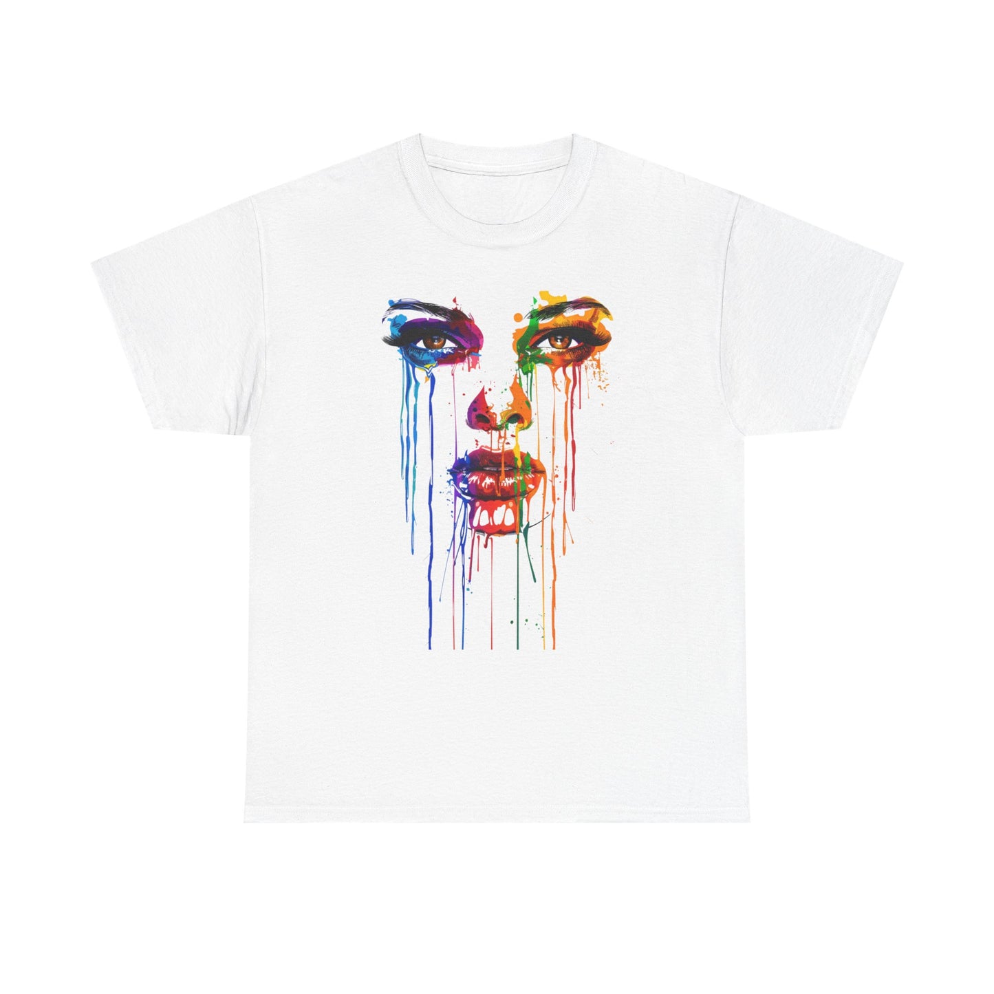 Artistic Rainbow Drip Unisex Heavy Cotton Tee | Vibrant Fashion for Self-Expression