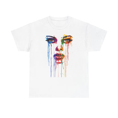 Artistic Rainbow Drip Unisex Heavy Cotton Tee | Vibrant Fashion for Self-Expression