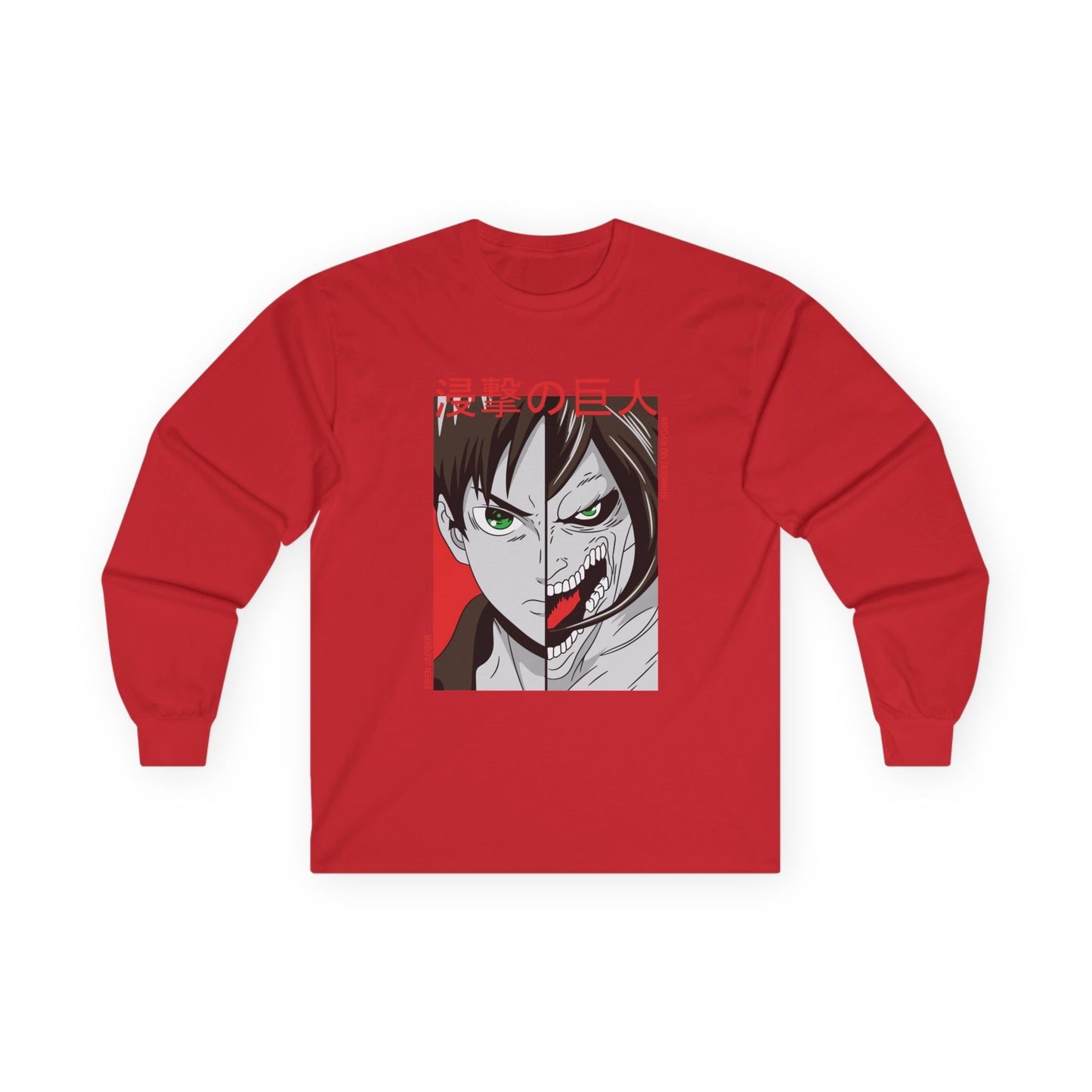 Anime Split-Face Long Sleeve Tee — Eren Jaeger Inspired Design