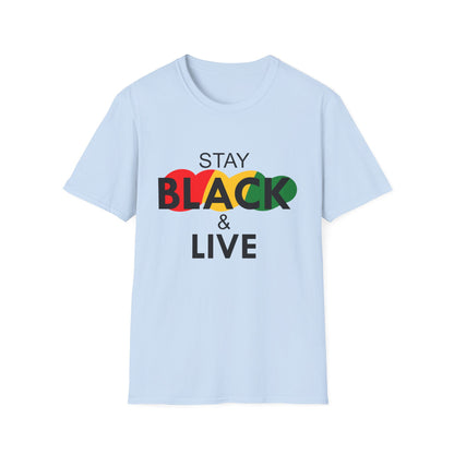 Unisex Softstyle T-Shirt: Stay Black & Live Tee for Activism, Streetwear, Casual Wear, Gifts for Culture Lovers, Statement Shirt