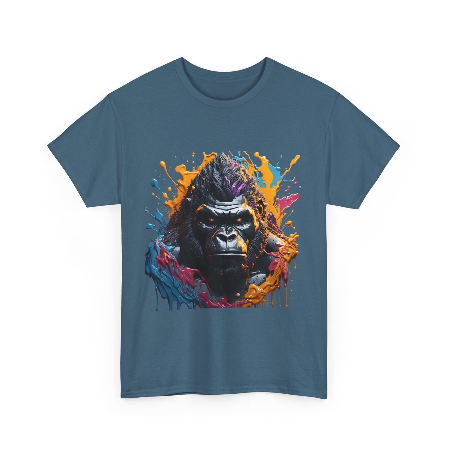 Colorful Gorilla Art Unisex Heavy Cotton Tee - Bold Graphic Tee for Animal Lovers