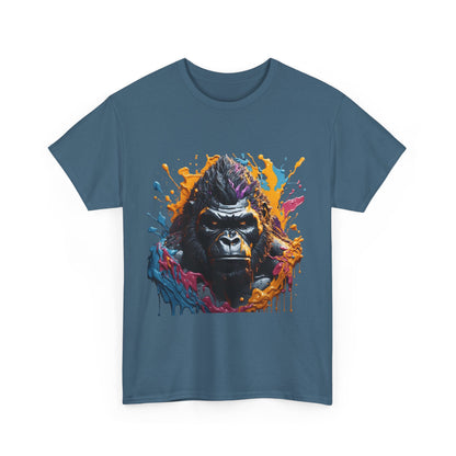 Colorful Gorilla Art Unisex Heavy Cotton Tee - Bold Graphic Tee for Animal Lovers