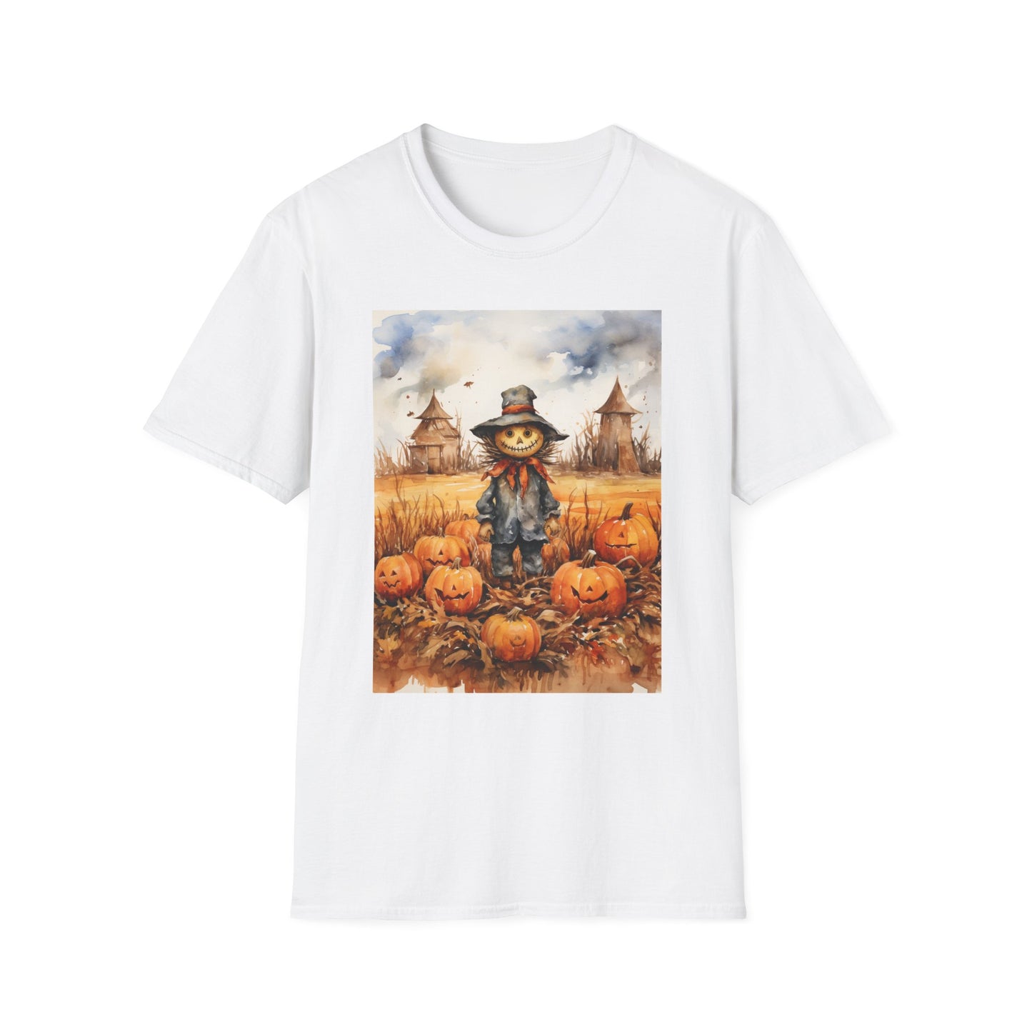 Autumn Scarecrow T-Shirt, Fall Halloween Tee, Pumpkin Patch Shirt, Unisex Graphic Top, Cozy Harvest Apparel