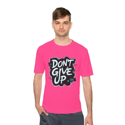 Motivational Wicking Tee – Don't Give Up, Gym Shirt, Fitness Apparel, Inspirational Top, Workout Gear, Casual Wear