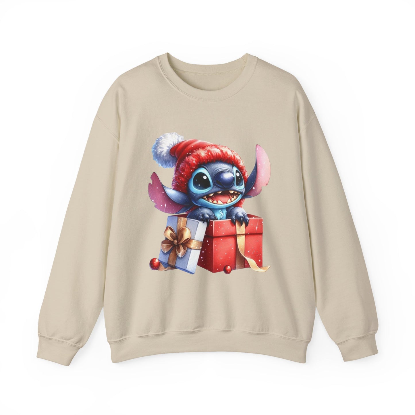 Christmas Stitch Sweatshirt – Cute Stitch in Santa Hat with Holiday Gifts