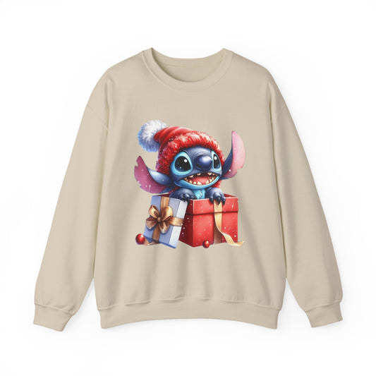 Christmas Stitch Sweatshirt – Cute Stitch in Santa Hat with Holiday Gifts