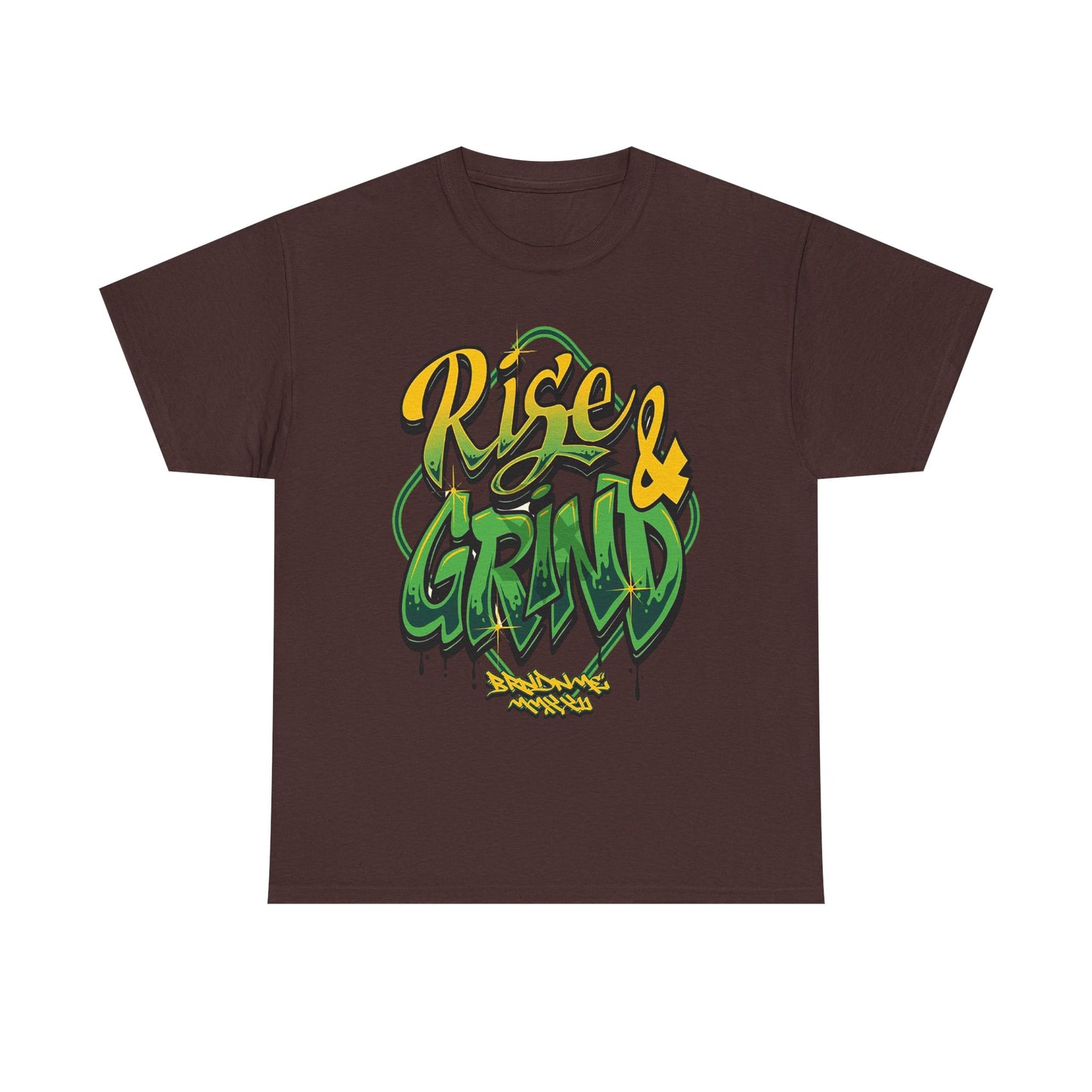 Rise & Grind Unisex Heavy Cotton Tee - Bold Graffiti Style Motivational T-Shirt