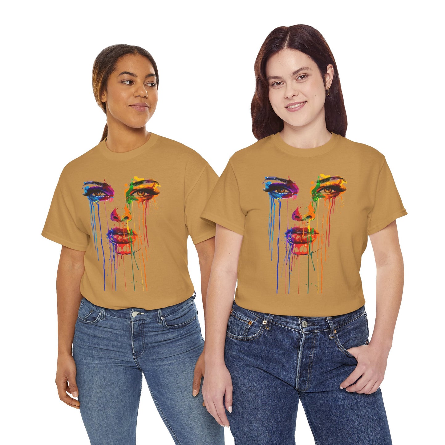 Artistic Rainbow Drip Unisex Heavy Cotton Tee | Vibrant Fashion for Self-Expression