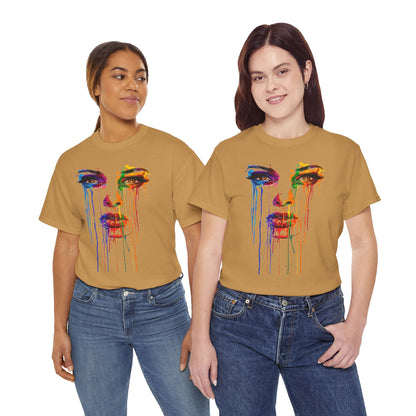 Artistic Rainbow Drip Unisex Heavy Cotton Tee | Vibrant Fashion for Self-Expression