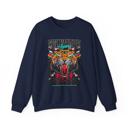 Crewneck Sweatshirt — Bold Roaring Tiger Graphic with 'Ayoung' Ribbon