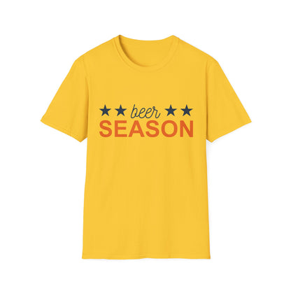Beer Season Unisex Softstyle T-Shirt, Funny T-Shirt for Beer Lovers, Gift for Friends, Custom Apparel, Summer BBQ Outfit, Casual Wear