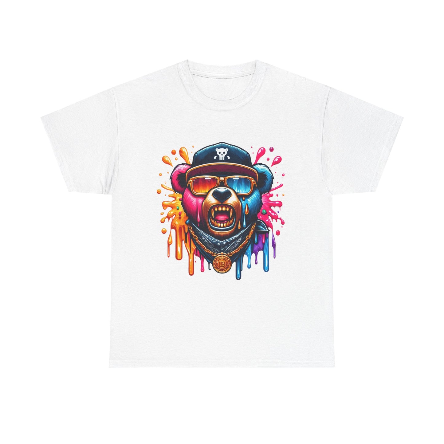 Vibrant Bear Graphic Unisex Heavy Cotton Tee - Casual Streetwear for Everyday Style