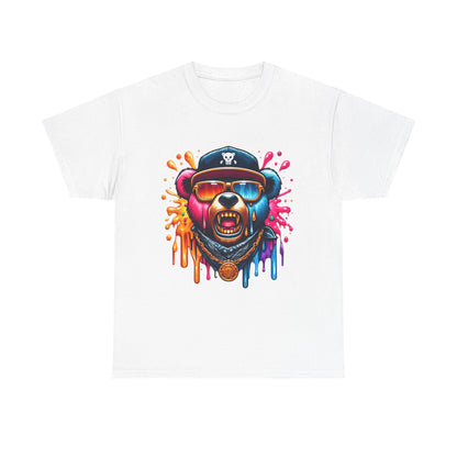 Vibrant Bear Graphic Unisex Heavy Cotton Tee - Casual Streetwear for Everyday Style