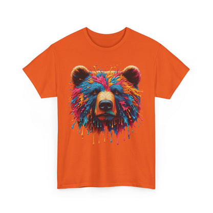 Colorful Bear Art Unisex Heavy Cotton Tee - Vibrant Graphic T-Shirt for Nature Lovers