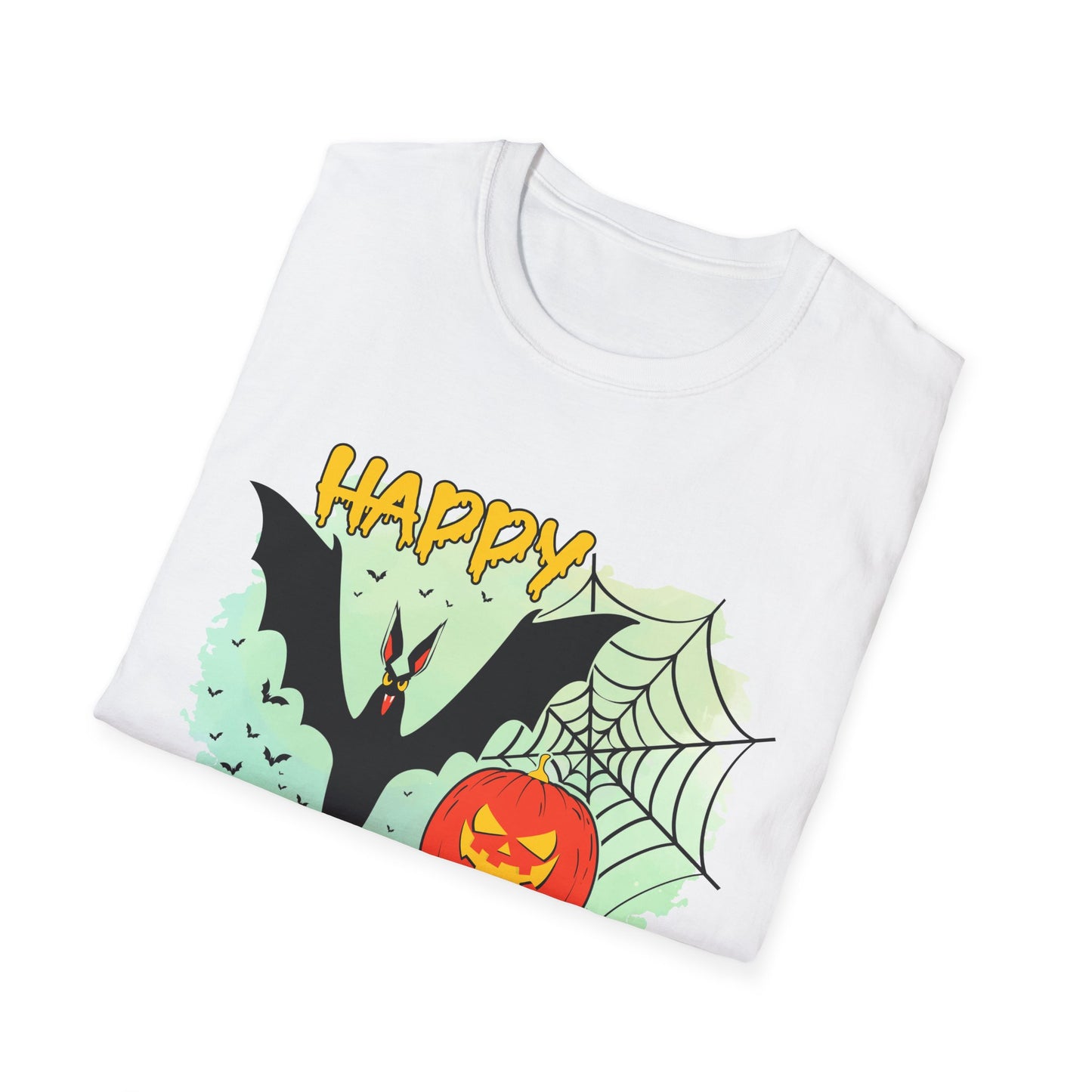 Happy Halloween Unisex Softstyle T-Shirt, Spooky Shirt, Halloween Tee, Fall Fashion, Trick or Treat Apparel