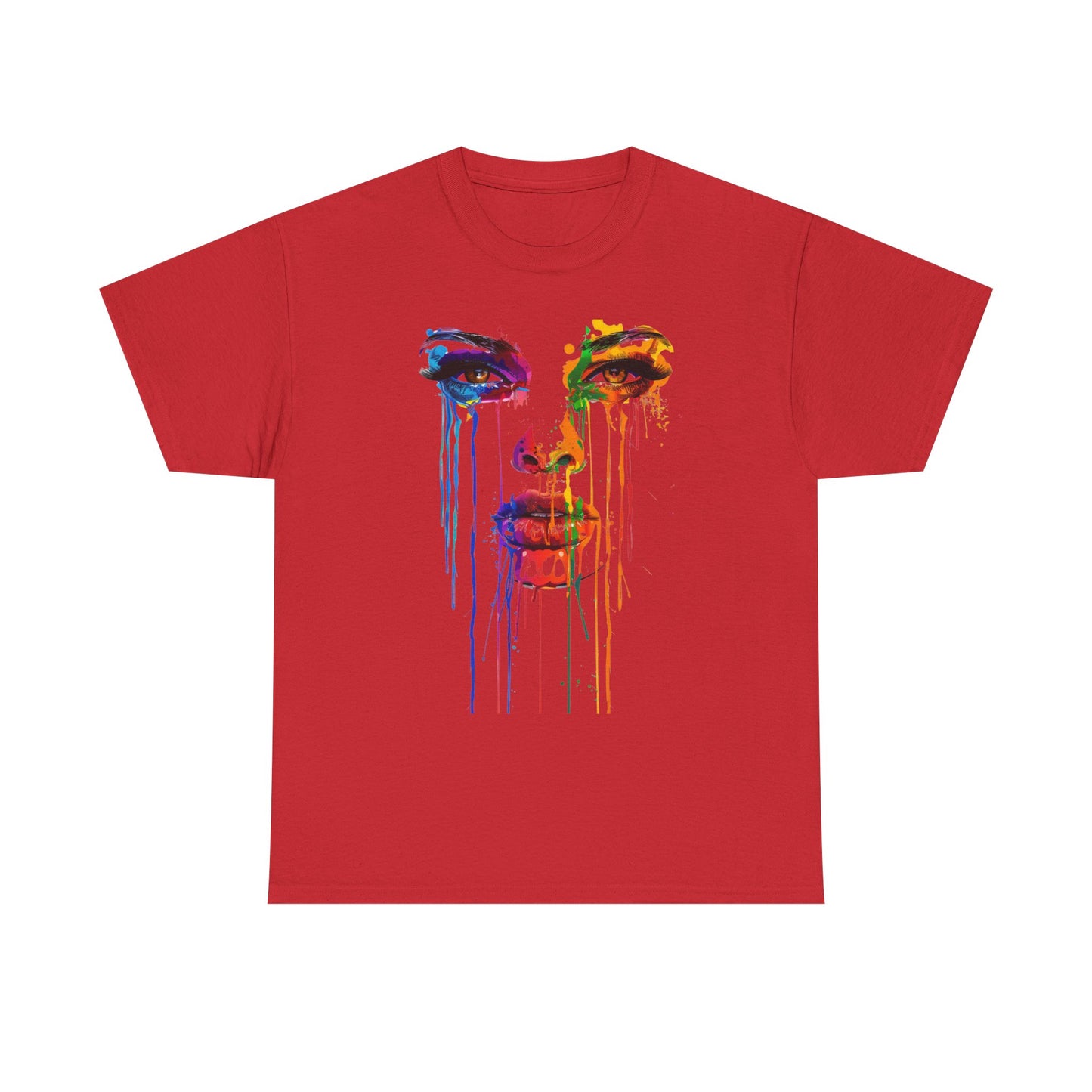 Artistic Rainbow Drip Unisex Heavy Cotton Tee | Vibrant Fashion for Self-Expression
