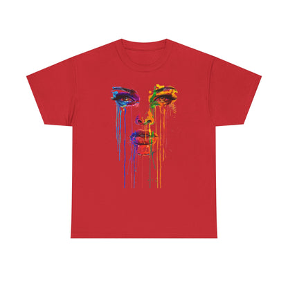 Artistic Rainbow Drip Unisex Heavy Cotton Tee | Vibrant Fashion for Self-Expression