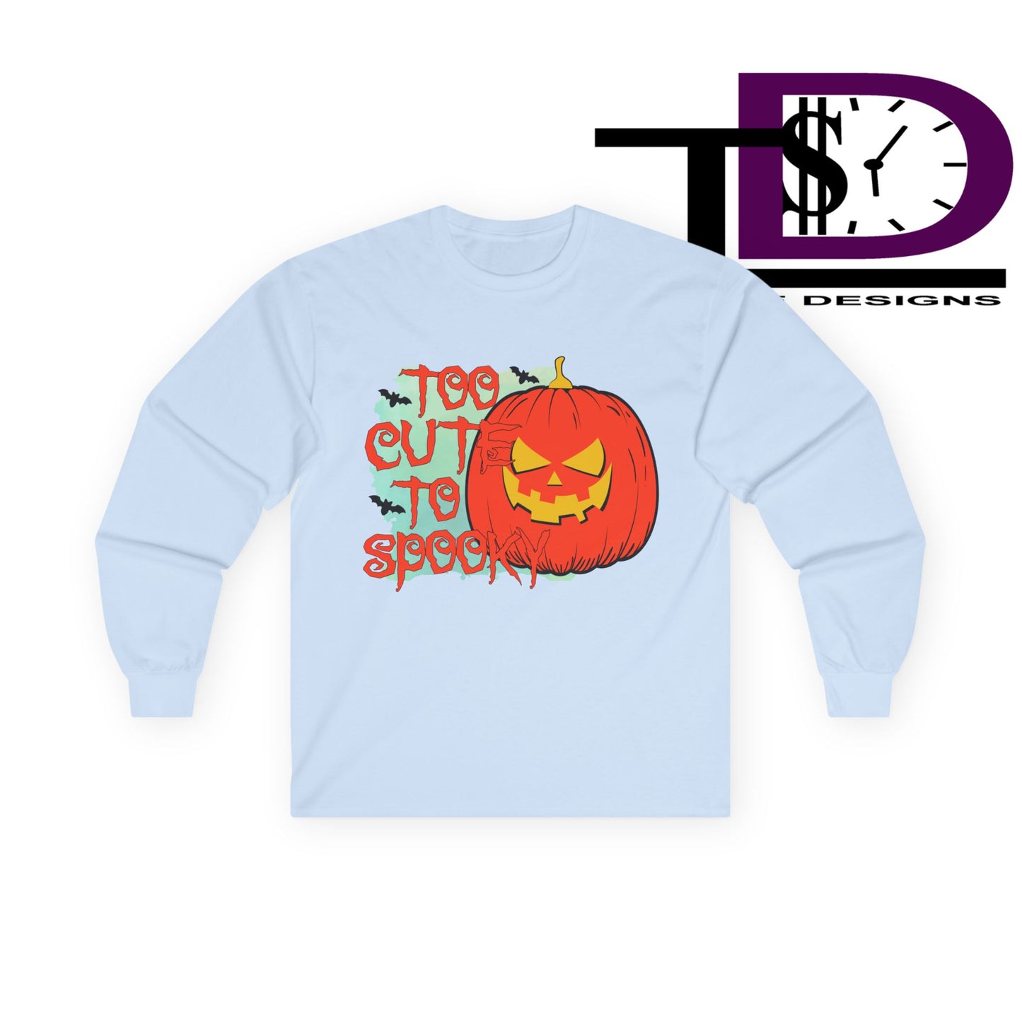 Too Cute to Spook Halloween Long Sleeve Tee, Fall Apparel, Pumpkin Graphic Shirt, Unisex Tee, Halloween Costume, Casual Wear