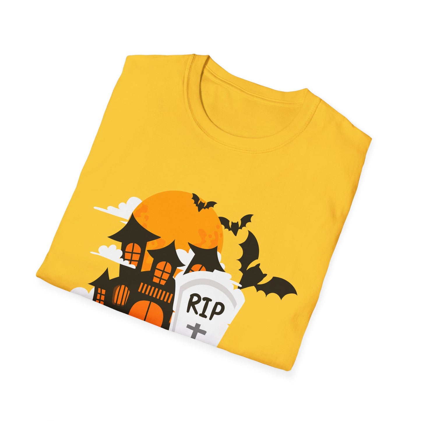 Spooky Halloween T-Shirt, Unisex Softstyle Tee, Pumpkin and Haunted House Design, Fun Fall Shirt, Perfect for Halloween Parties, Trick [...]