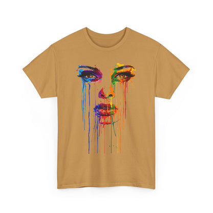 Artistic Rainbow Drip Unisex Heavy Cotton Tee | Vibrant Fashion for Self-Expression