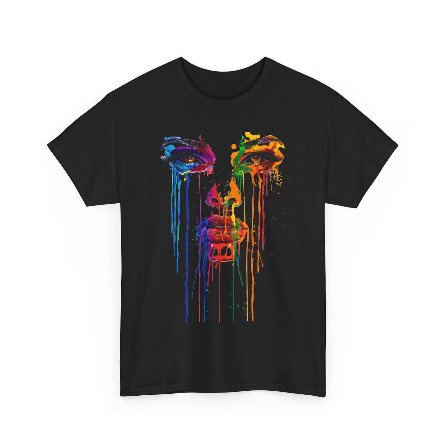 Artistic Rainbow Drip Unisex Heavy Cotton Tee | Vibrant Fashion for Self-Expression