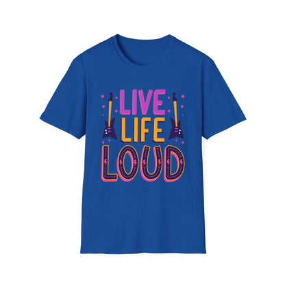 Live Life Loud Unisex Softstyle T-Shirt, Music Lover Gift, Concert Outfit, Rock Band Tee, Birthday Present, Festival Wear
