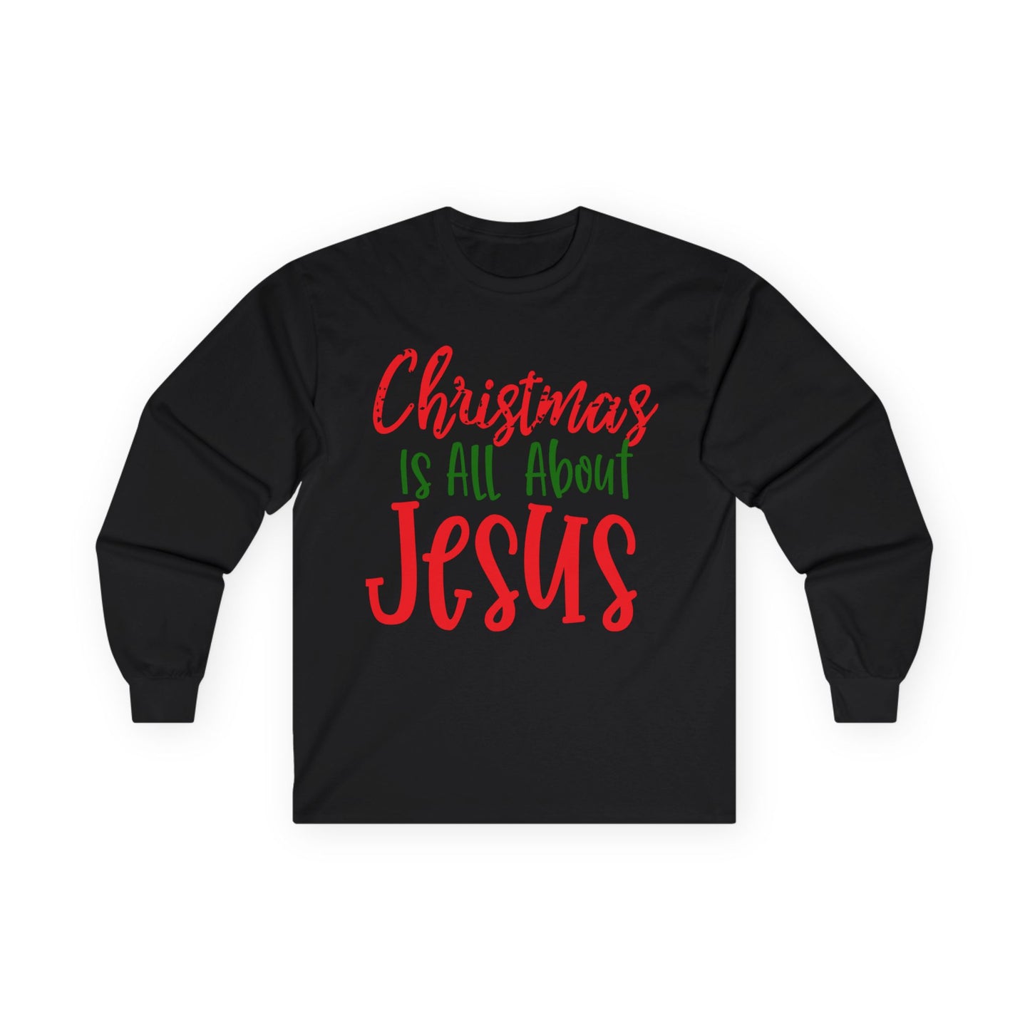 Christmas Jesus Long Sleeve Tee, Unisex Cotton Holiday Shirt, Religious Gift, Faith-Based Apparel, Church Activities, Family Gatherings