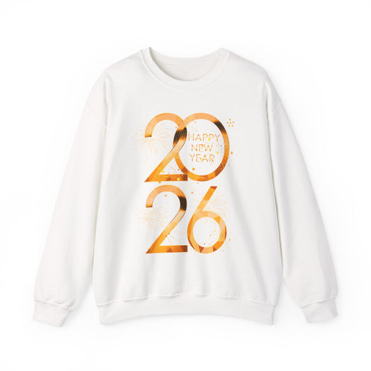 2026 Happy New Year Sweatshirt — Gold Foil Celebration Crewneck
