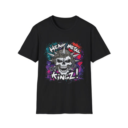 Heavy Metal Kingz Unisex Softstyle T-Shirt, Rock Music Tee, Gift for Metalheads, Concert Apparel, Edgy Graphic Shirt