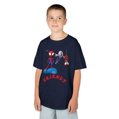Kids' Friends Spider-Man Tee - Fun & Colorful Cotton T-Shirt for Young Superheroes