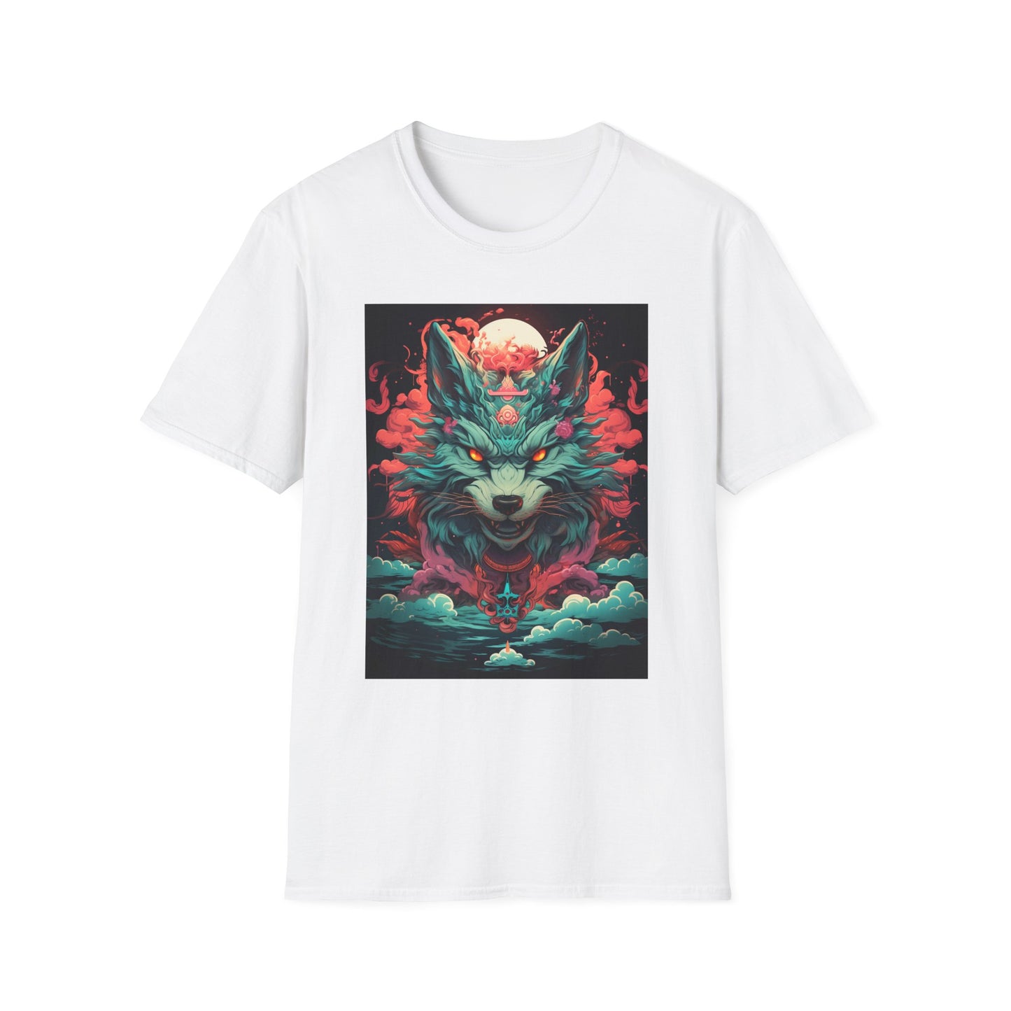 Mystical Wolf Unisex T-Shirt - Softstyle Tee, Graphic Tee, Animal Lover Gift, Unique Apparel, Nature-Inspired Clothing