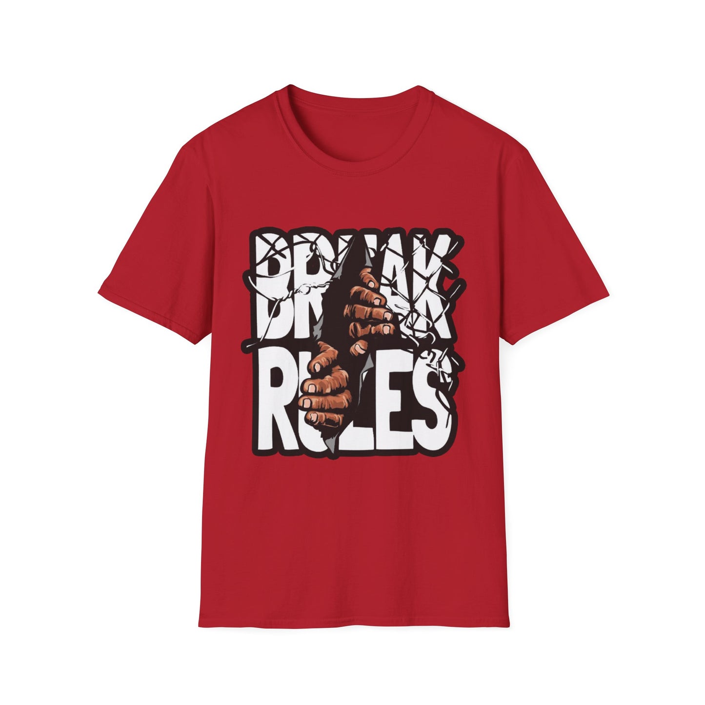 Break Rules Unisex Softstyle T-Shirt - Casual Streetwear Tee for Rebels