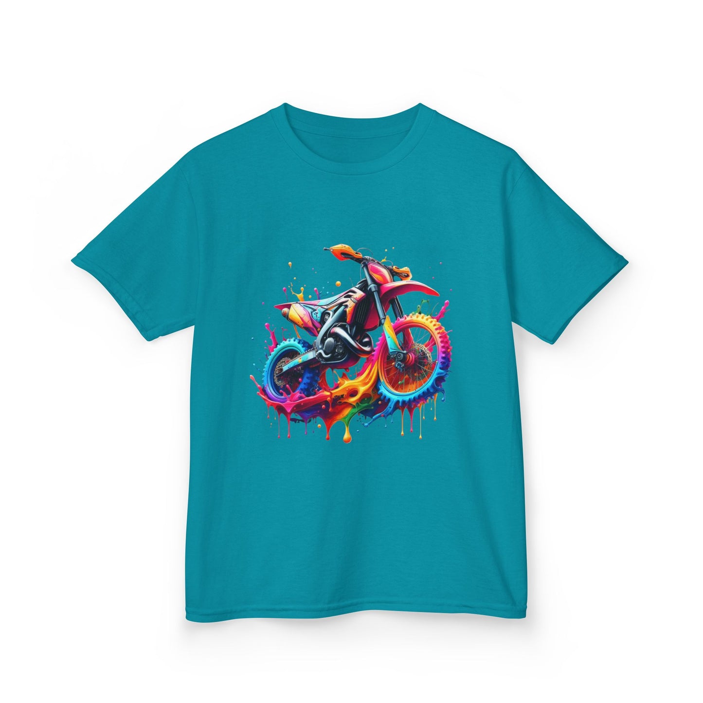 Kids' Motorcycle Graphic Tee - Vibrant Splash Design