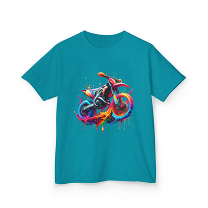 Kids' Motorcycle Graphic Tee - Vibrant Splash Design