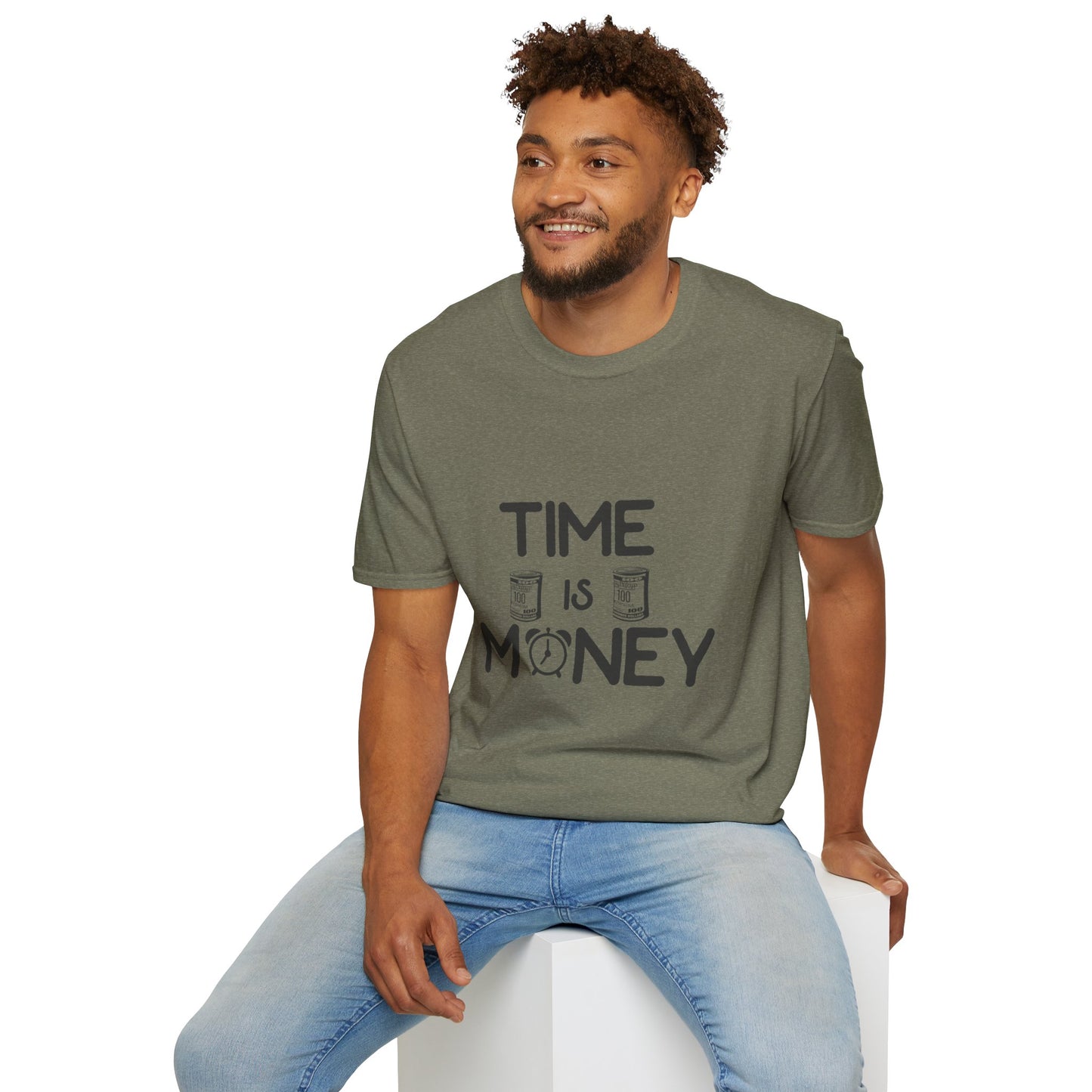 Inspirational Unisex Softstyle T-Shirt - "Time is Money" Statement Tee for Financial Motivators