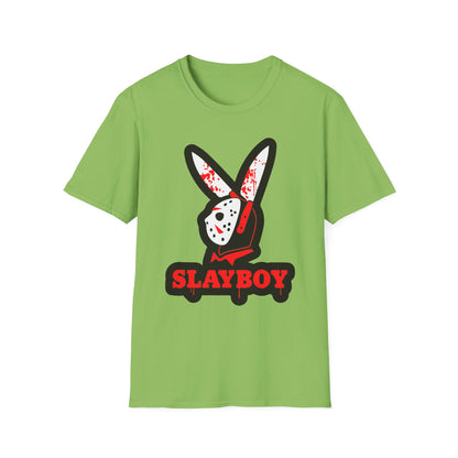 Slayboy Graphic Tee, Unisex Softstyle T-Shirt for Horror Fans, Cosplay Outfit, Halloween Costume, Casual Streetwear