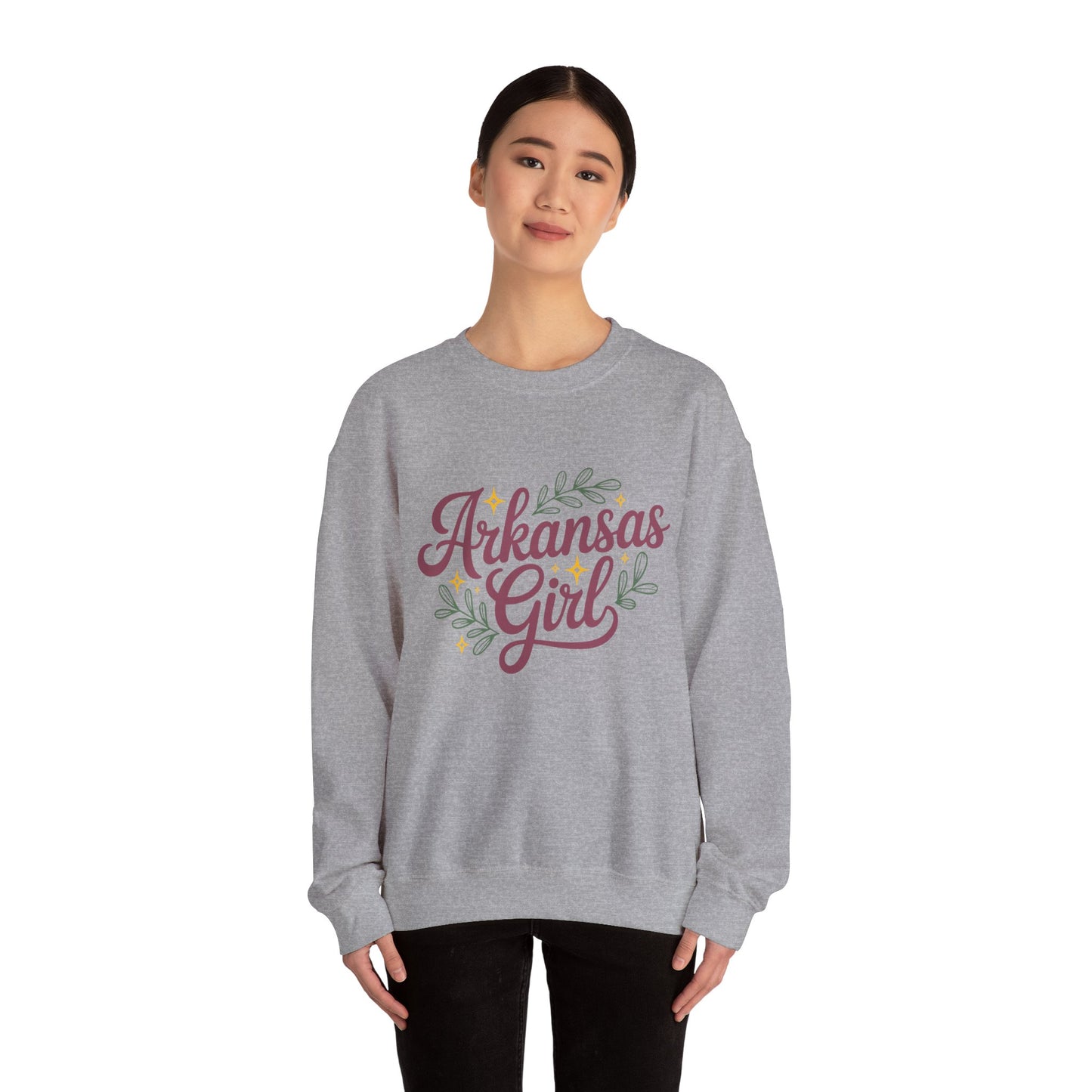 Sweatshirt — "Arkansas Girl" Floral Crewneck