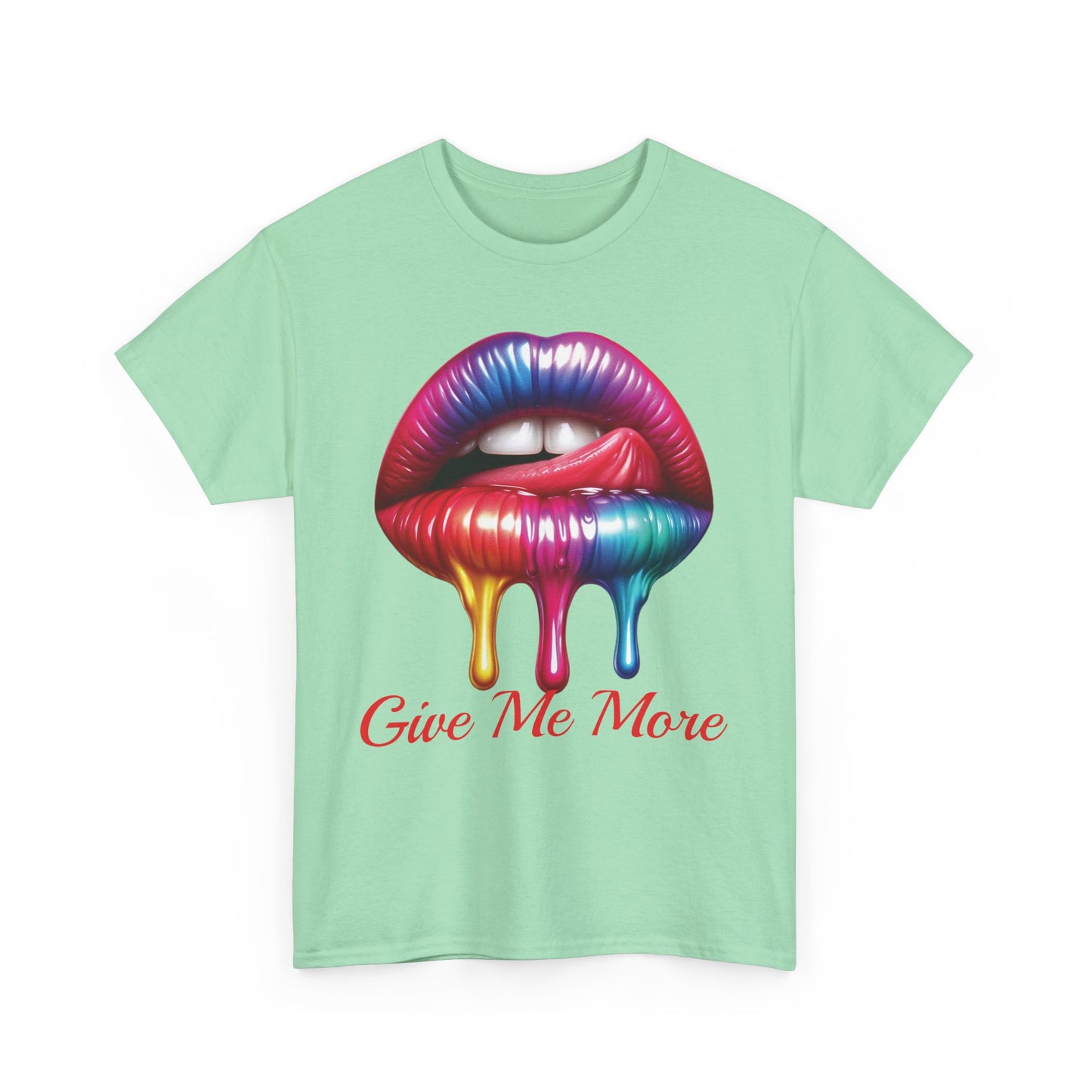 Rainbow Lips Graphic Unisex Heavy Cotton Tee - "Give Me More"