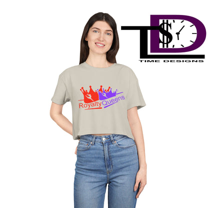 Royalty Queens Women's Crop Tee - Fun Summer Style, Casual Streetwear, Gift for Her, Festival Outfit, Vivid Crown Design