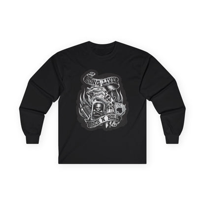 Rock 'N' Roll Skull Long Sleeve Tee — 'Young & Live' Vintage Motorcycle Design