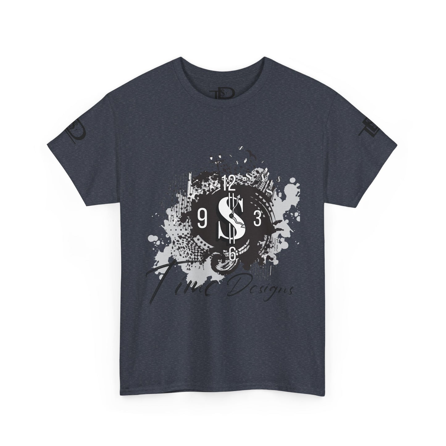 Unisex Heavy Cotton Tee - Time Designs Dollar Clock Graphic T-Shirt