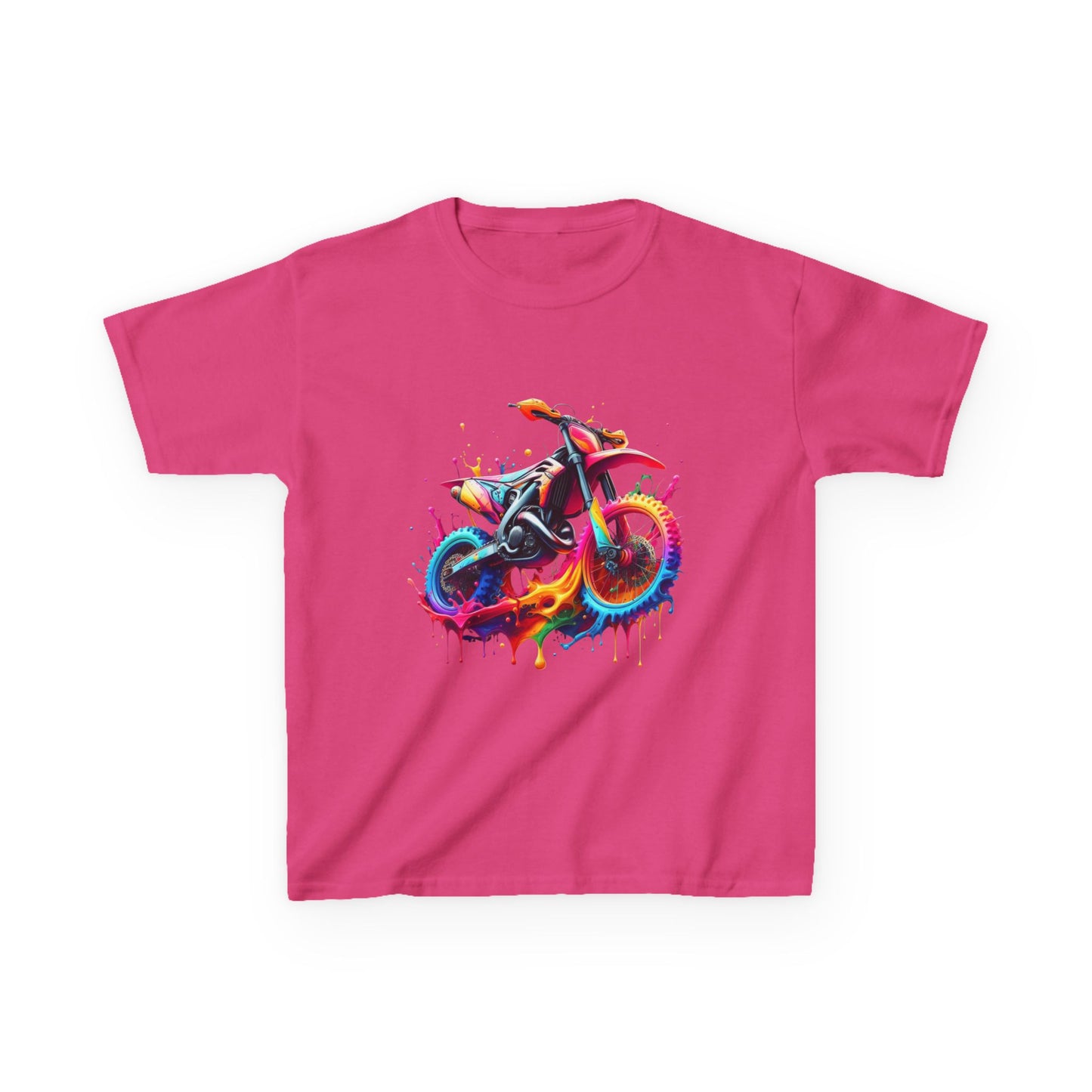 Kids' Motorcycle Graphic Tee - Vibrant Splash Design