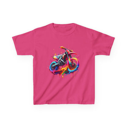 Kids' Motorcycle Graphic Tee - Vibrant Splash Design