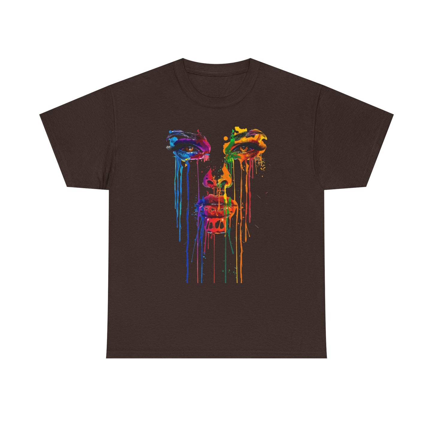 Artistic Rainbow Drip Unisex Heavy Cotton Tee | Vibrant Fashion for Self-Expression