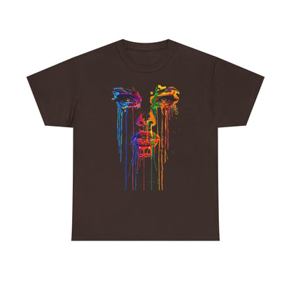 Artistic Rainbow Drip Unisex Heavy Cotton Tee | Vibrant Fashion for Self-Expression