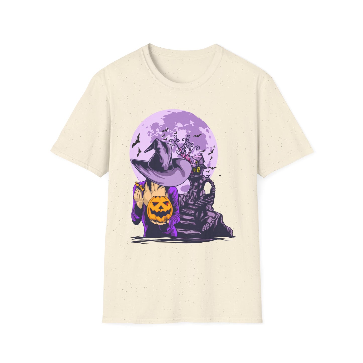 Halloween Witch T-Shirt, Unisex Softstyle Tee, Spooky Season Apparel, Pumpkin Graphic Shirt, Trick or Treat Shirt