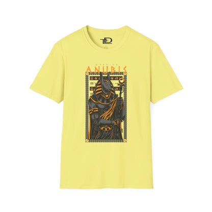 Anubis Unisex Softstyle T-Shirt, Egyptian Mythology Tee, Graphic Tee, Casual Wear for Fans, Gift for Halloween or Birthdays