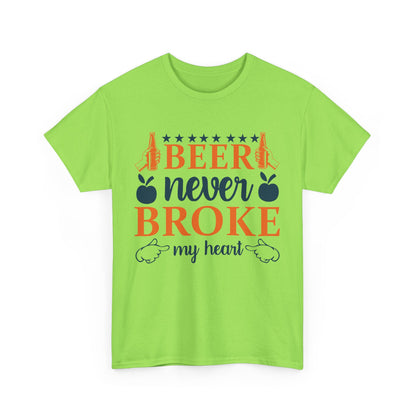 Beer Never Broke My Heart Tee, Funny Humor Shirt, Beer Lover Gift, Unisex Cotton T-Shirt, Party Apparel, Summer Fun