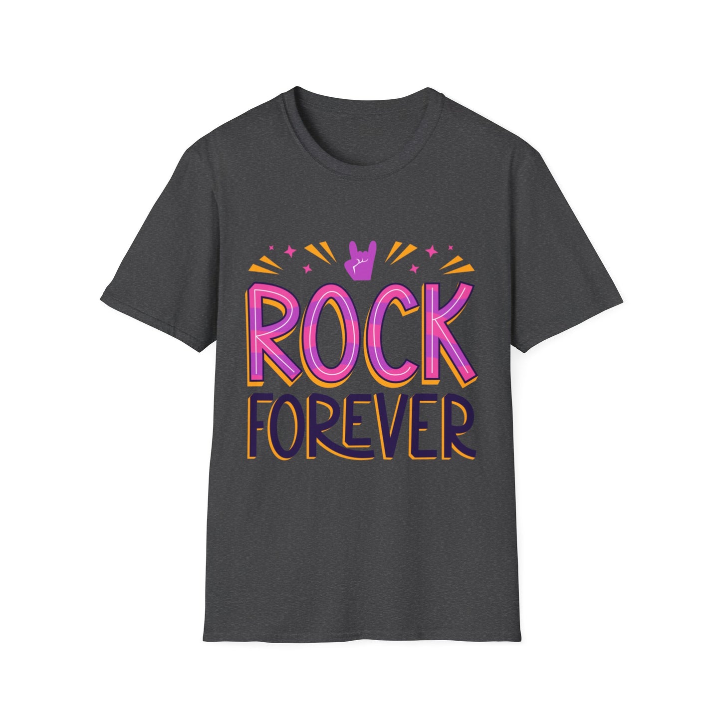 Rock Forever Unisex Softstyle T-Shirt, Music Lover Tee, Gift for Musicians, Festival Apparel, Rock Band T-Shirt